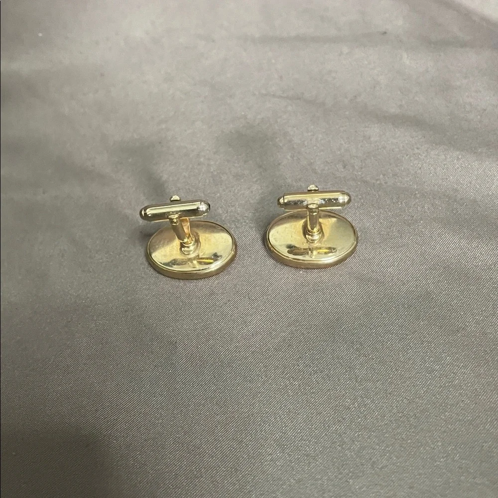 Vintage signed Anson cufflinks golf tees w leather goldtone